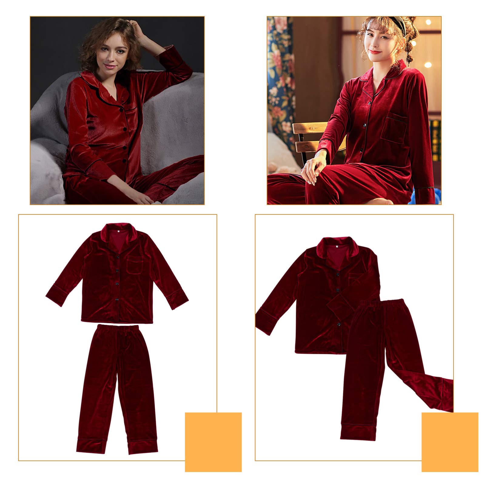 SOIMISS Conjunto de Pijama de Mujer para Invierno, Ropa de Dormir Cálida y Cómoda de Poliéster y Spandex, Manga Larga Adecuado para Temporadas Frías