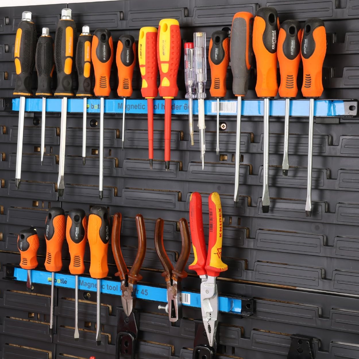 botle 6 x Magnetleiste Werkzeug Metallstreifen Länge 60 cm Schwarz Werkzeughalter Starker Magnet, Für Werkzeugtafeln der Marke Befestigungswinkeln für Schraubendreher, Zangen Bohrer