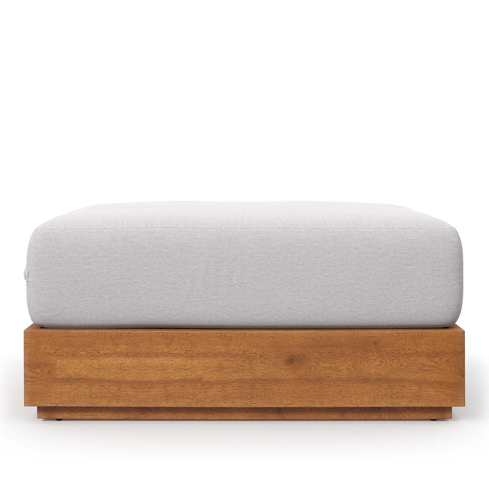 Modway Tahoe Acacia Wood Outdoor Ottoman in Natural Light Gray with Weather-Resistant Cushion - Ideal as Outdoor Footstool or Sunroom Furniture Accessory