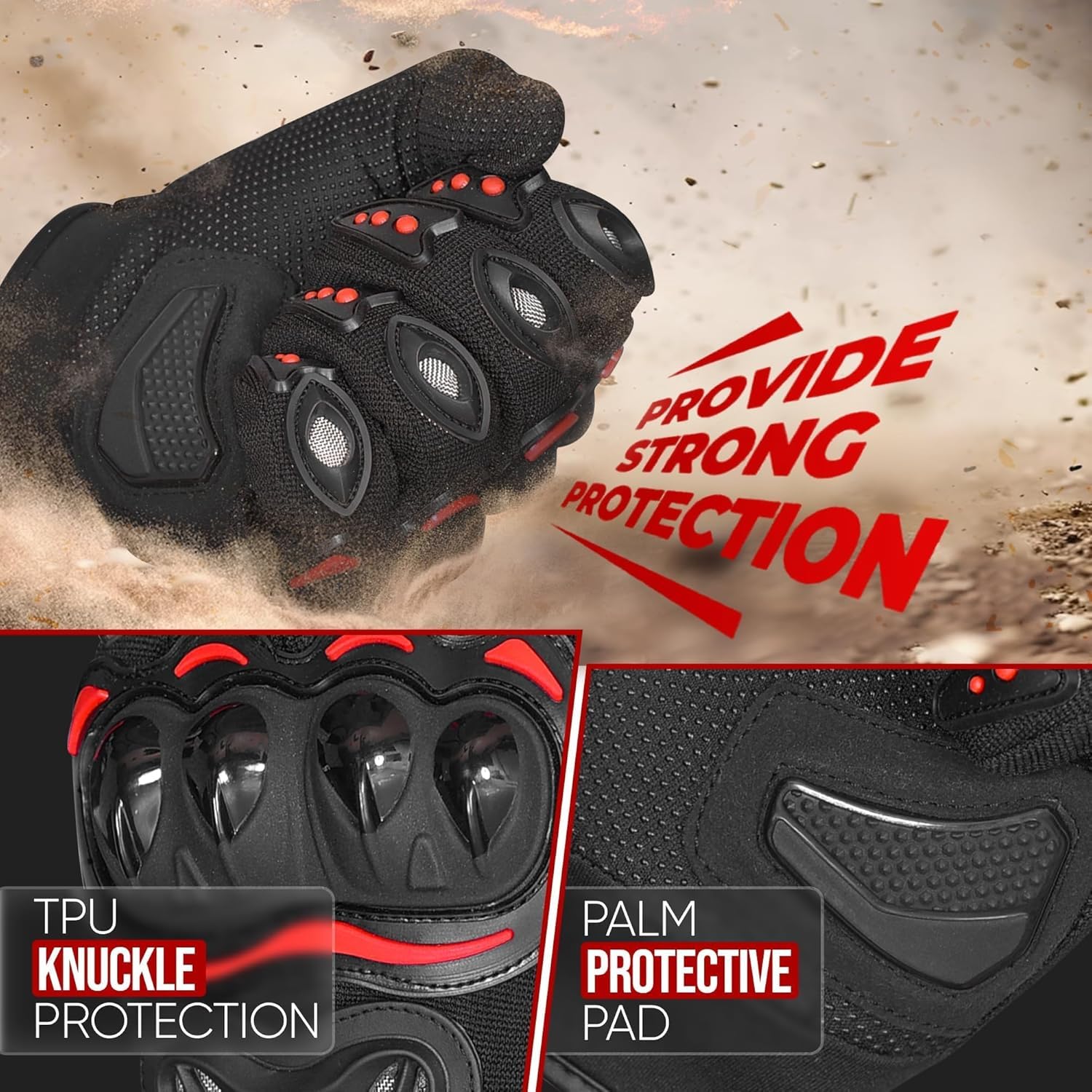 Hand Fellow Gants Moto Cuir Écran Tactile Protection Articulations