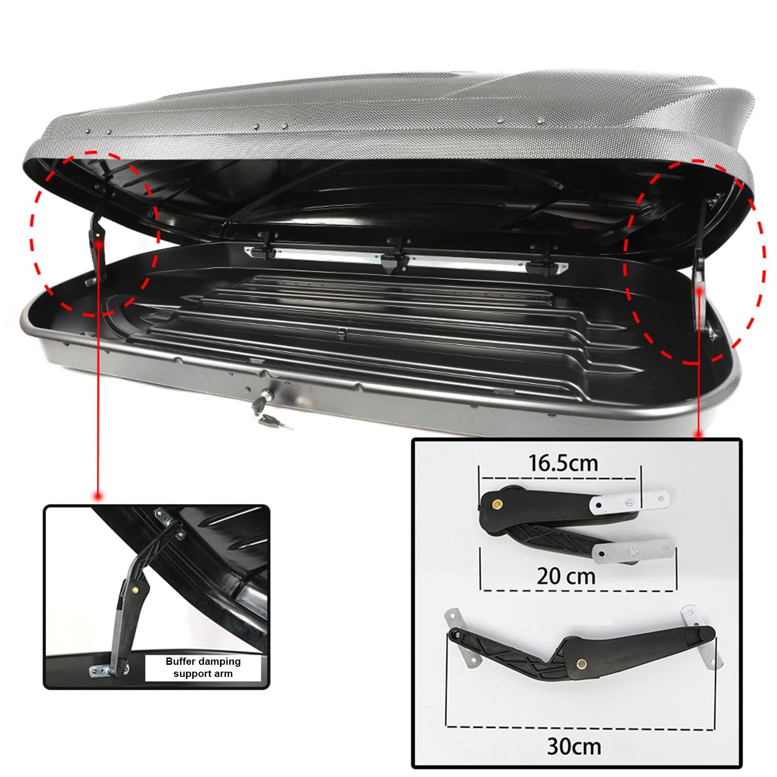 Sollevatore di ricambio per box da tetto dell'auto, resistente alle intemperie, per garantire stabilità durante i viaggi, resistente alle intemperie, 2 pezzi