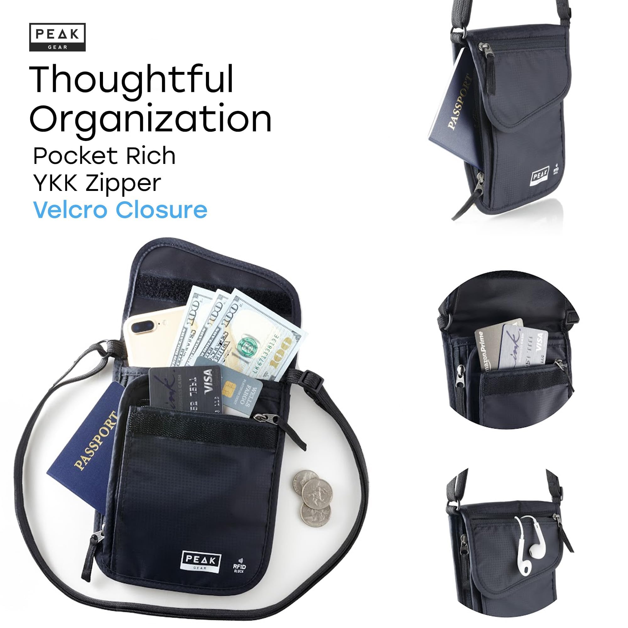 Peak Gear Geldgürtel-Familie nach Farbe und Größe, Grau, Bundle