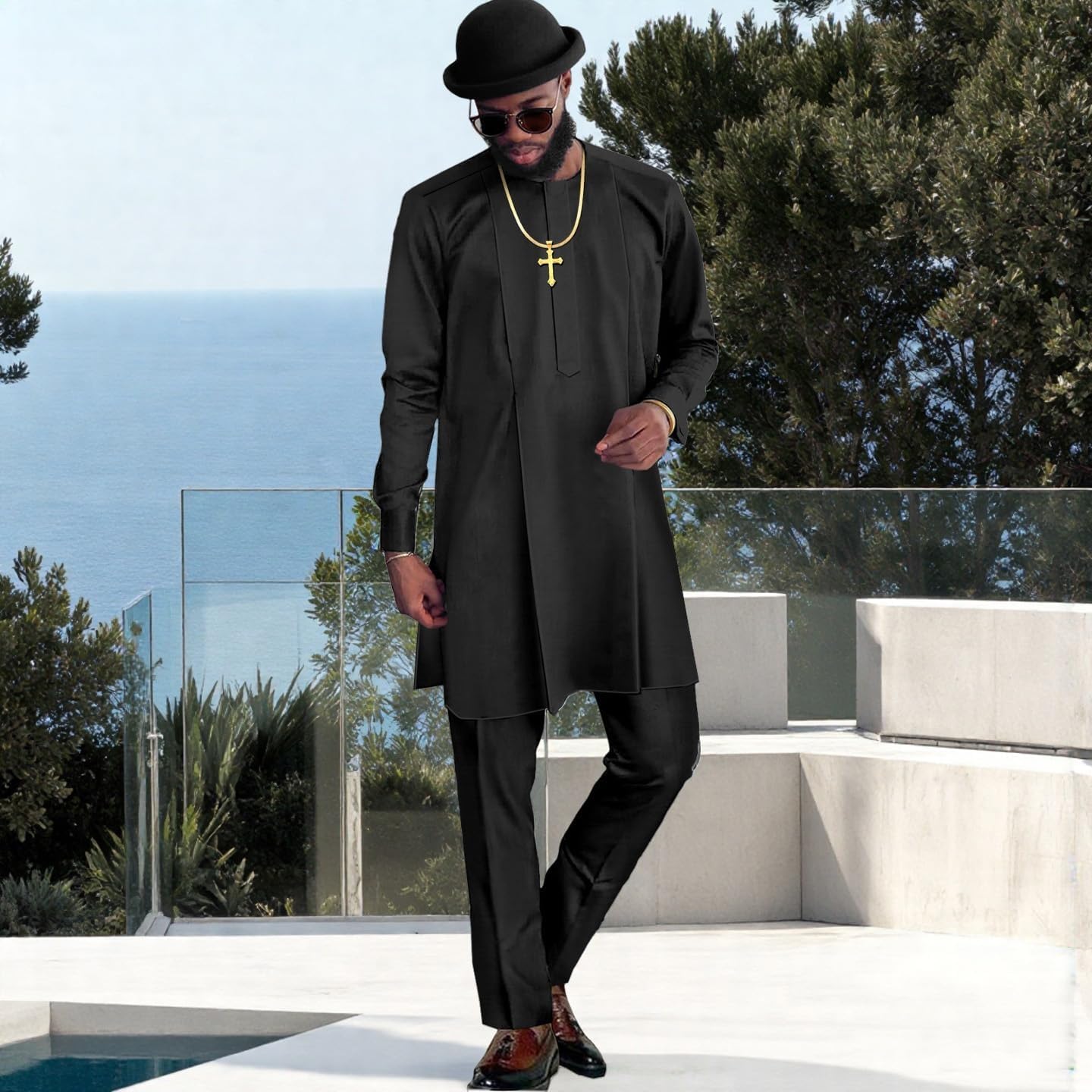 SEA&ALP Men's African Suit Dashiki Traditional Top Shirt Pants 2-Piece Set Outfits Nigerian Casual Clothing Attire - Image 5