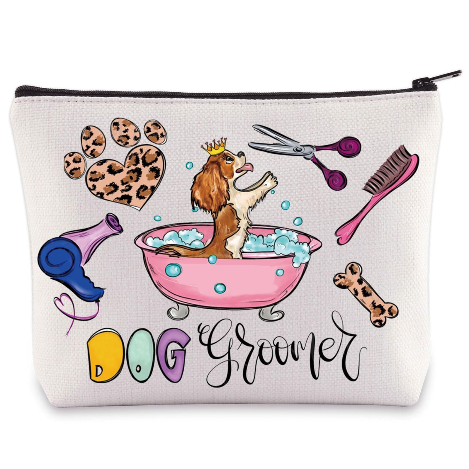 WZMPA Dog Groomer Cosmetic Bag Pet Grooming Gift Dog Salon Makeup Zipper Pouch Bag For Dog Beautician Dog Lover, Dog Groomer, Cosmetic Bag