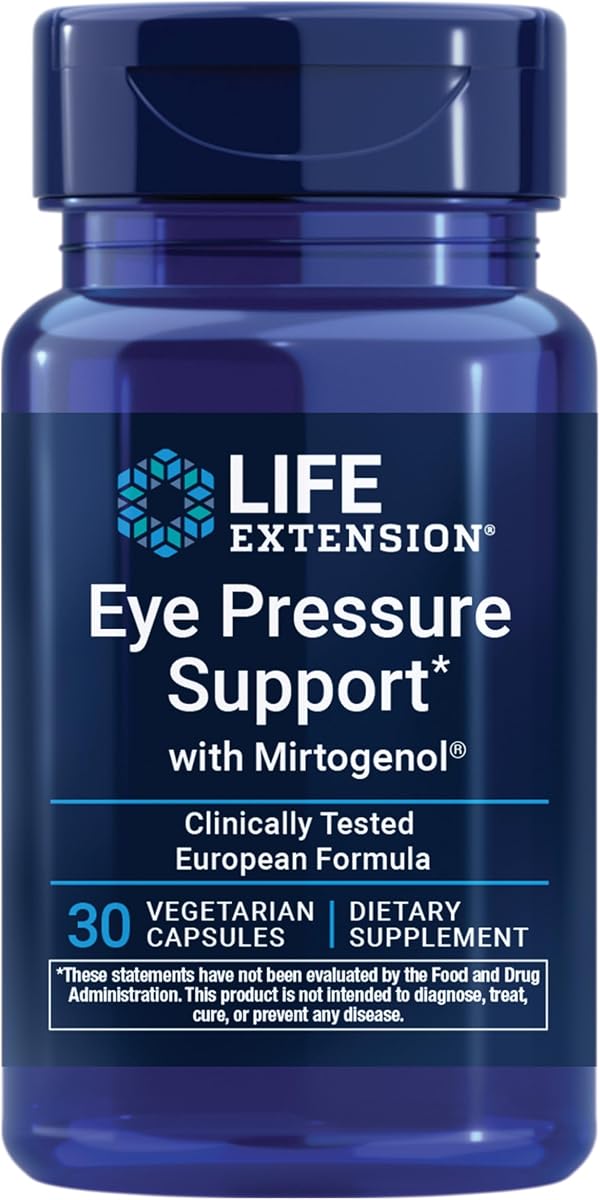 Life Extension Eye Pressure Support with Mirtogenol - Eye Health Supplement for Healthy Eye Pressure - with French Maritime Pine bark – Gluten-Free, Vegetarian, Non-GMO - 30 Capsules