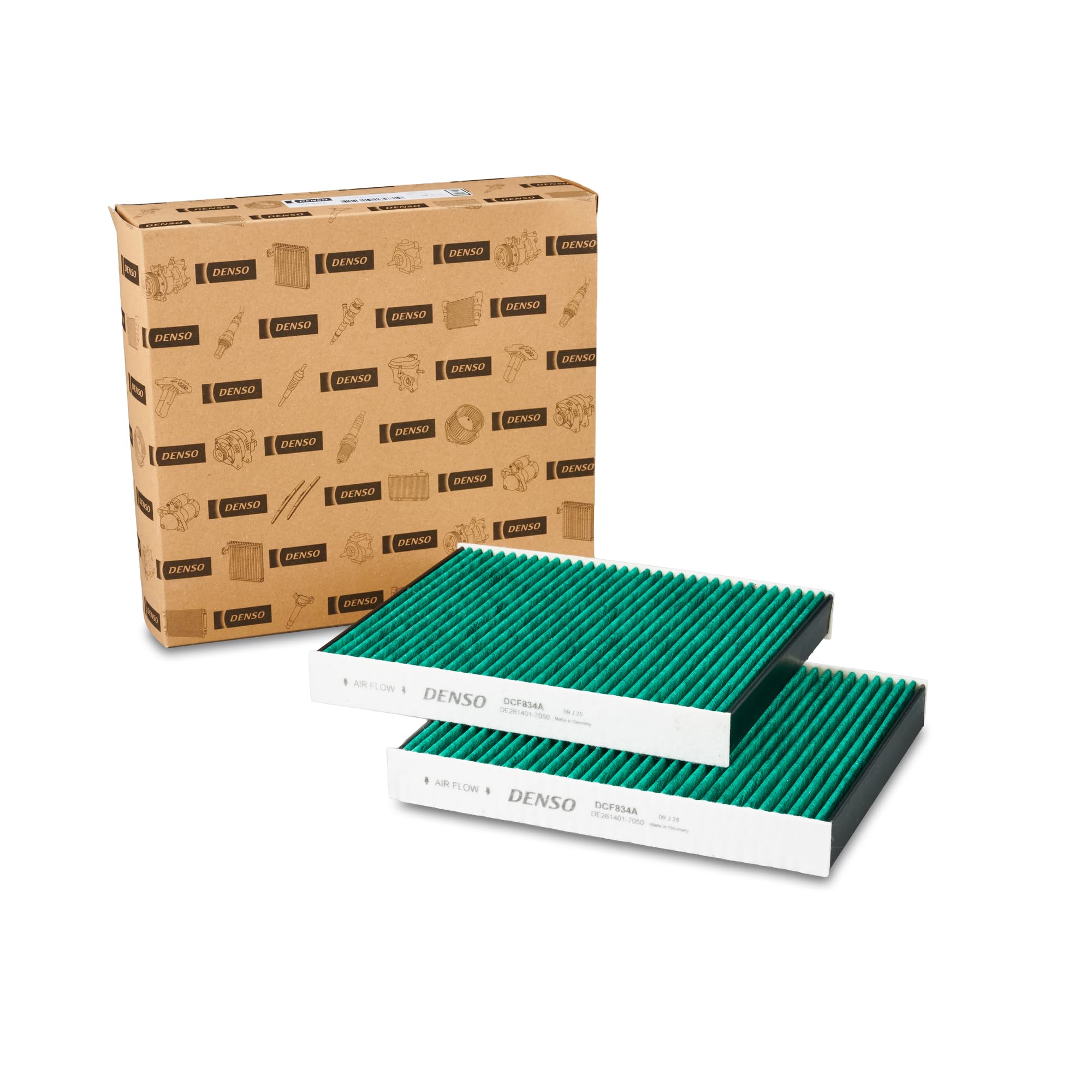 Filtro de habitáculo DENSO ClearAir+ (Referencia DCF834A) Filtración de 5 capas con protección antibacteriana, elimina hasta el 99% de bacterias y virus