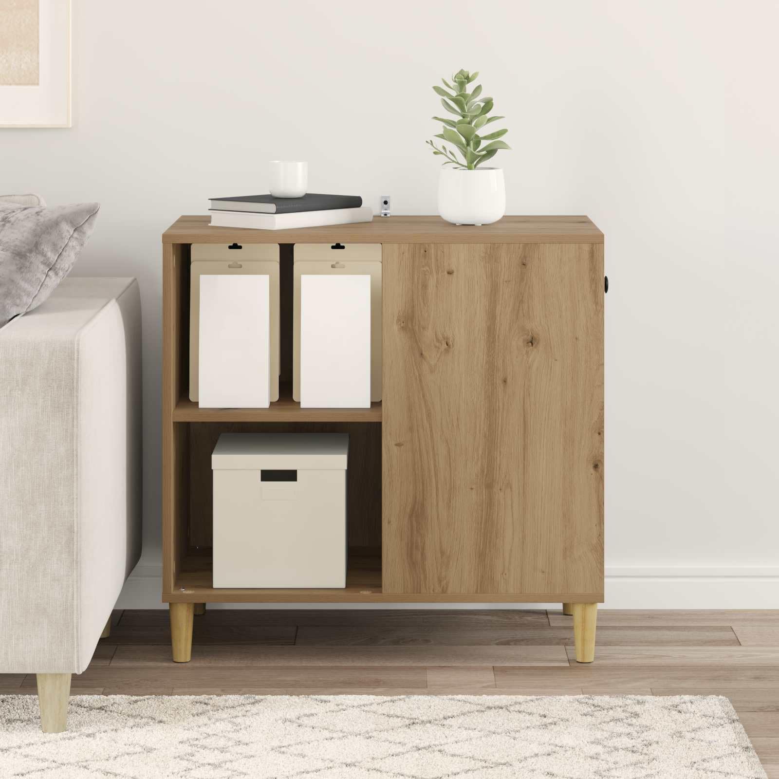 Moderna casa para gatos de madera de roble, 72 x 42,5 x 70 cm, con accesorios de montaje, elegante refugio y rascador de repuesto para salón, robusta casa de dormir para gatos