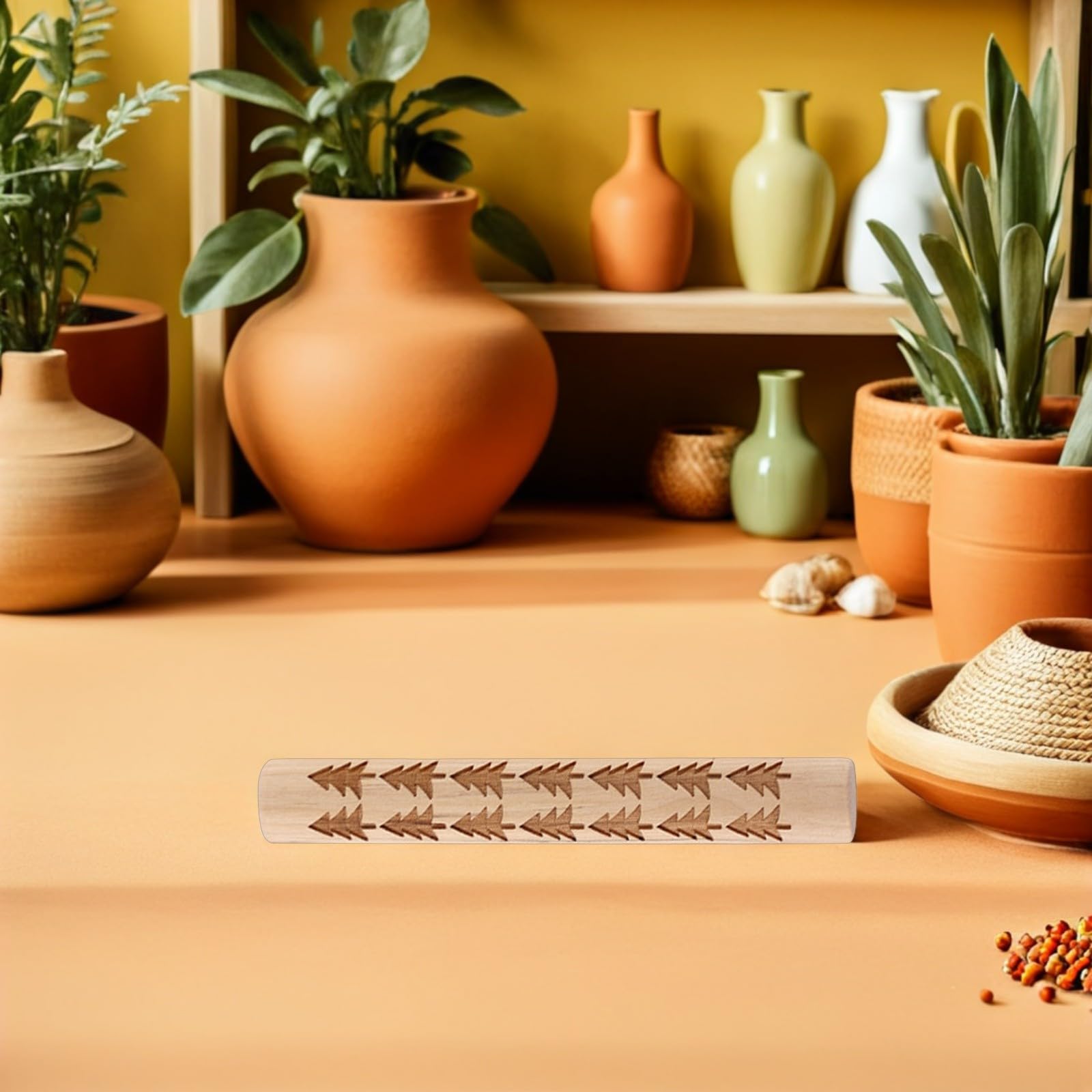 Kichvoe Set 10 Pezzi Rulli di Legno per Argilla Texture Varie, Strumenti Artigianali per Ceramica, per Modellare Argilla in attività DIY e Corsi Creativi