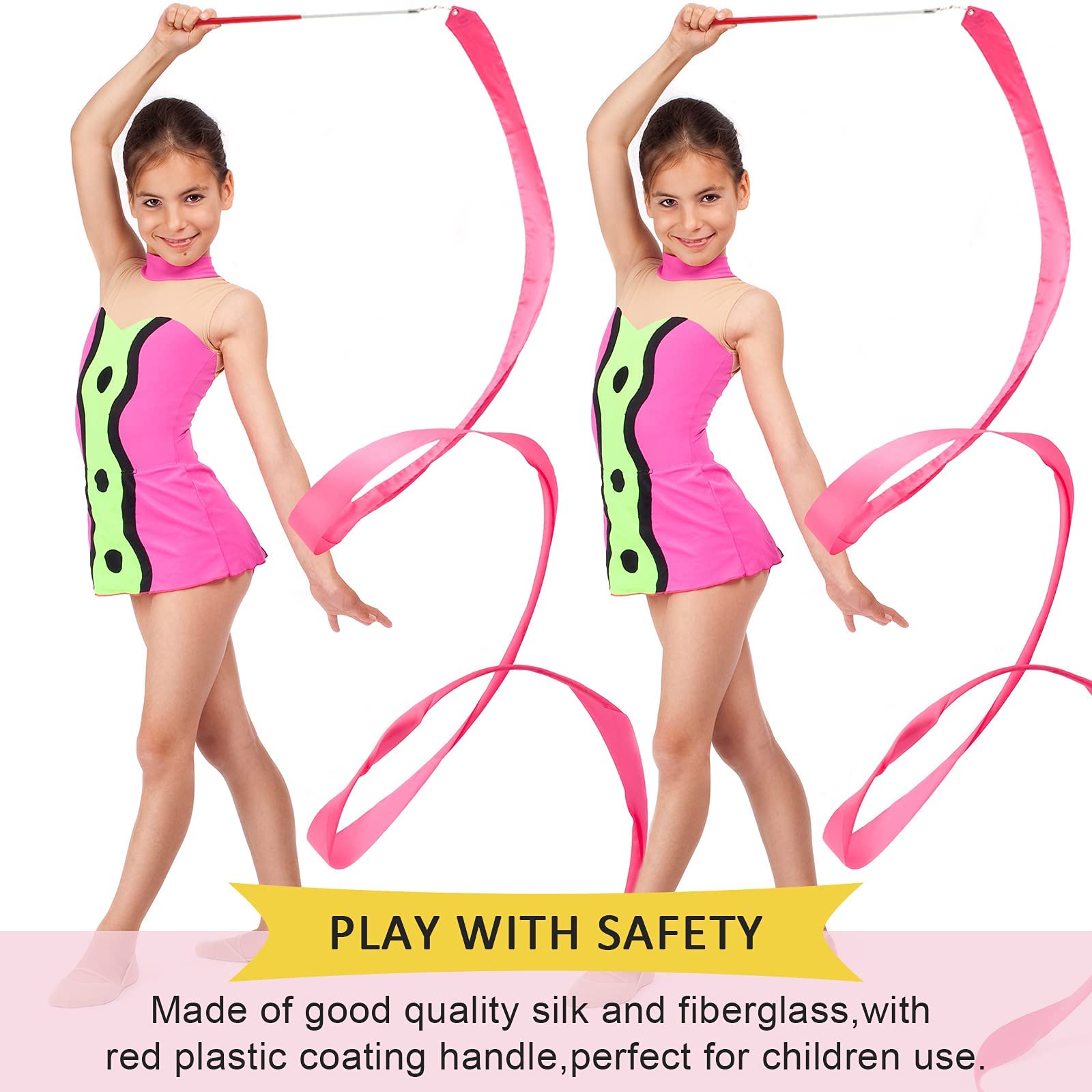 10 Rubans De Danse Gymnastique 2m - Arc-en-Ciel - Soie Avec Bâton - Fitness Et Spectacle
