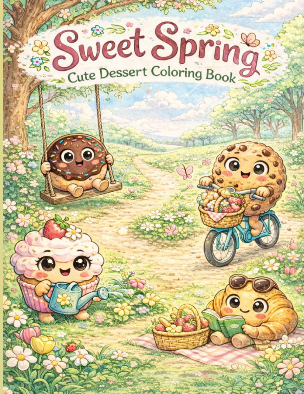 Sweet Spring Cute Dessert Coloring Book