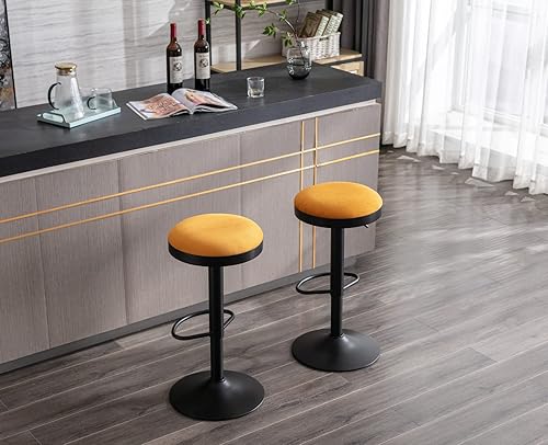 Miniatura 5 de CIMOTA Juego de 3 taburetes de bar redondos giratorios sin espalda, ajustables, altura de mostrador, silla de bar industrial moderna para cocina,