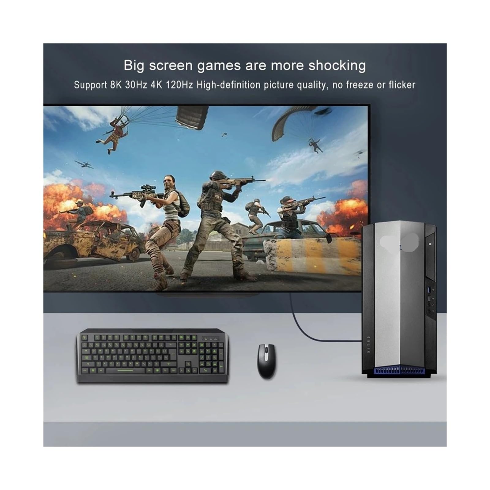 Câble Convertisseur 8K DP Vers HDMI @ 30Hz 4K 120Hz For Projecteur D'ordinateur TV RX8000 RTX4080, Port D'affichage 1.4 Connecteur 2(2m)