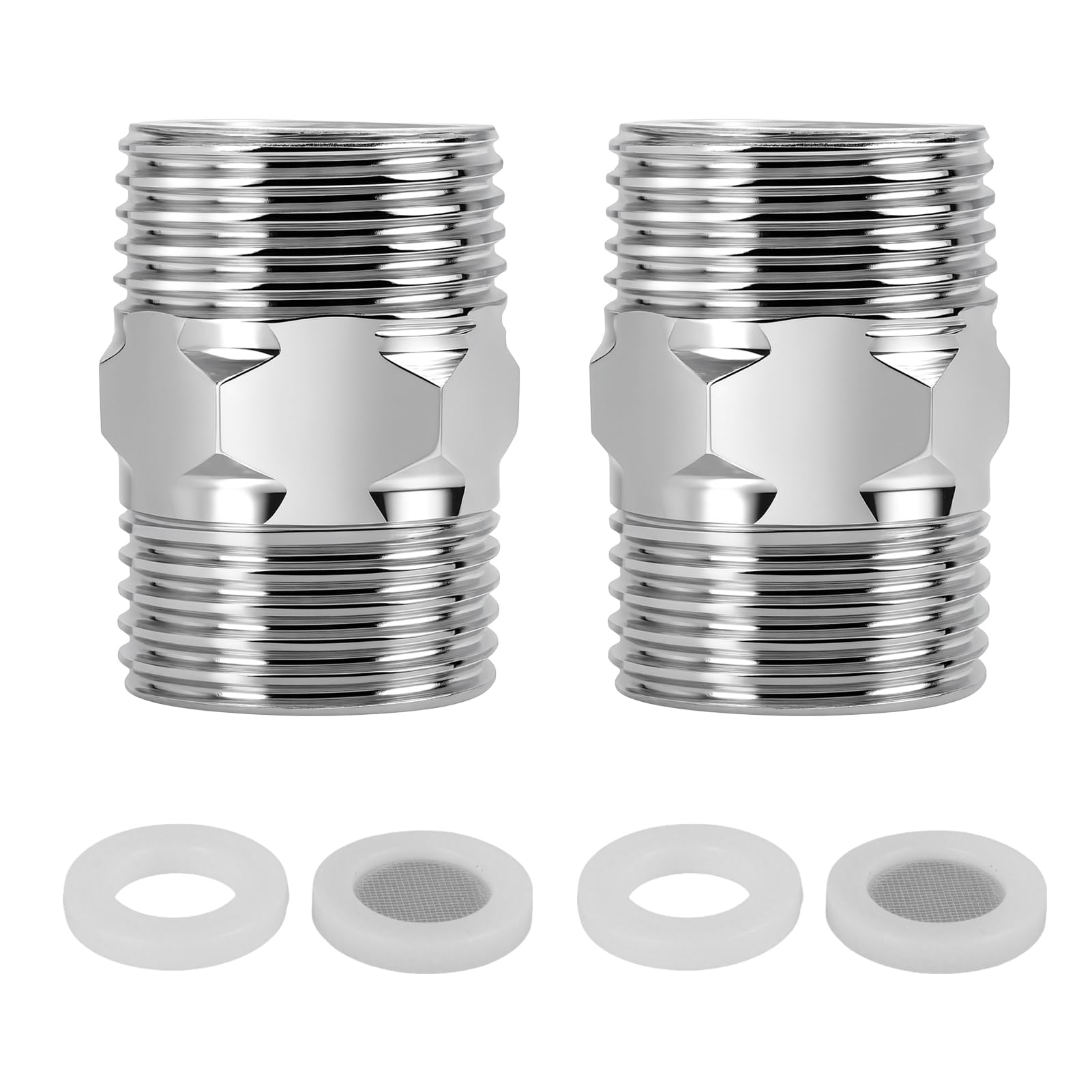 Conector Doble de Acero Inoxidable 1/2" para Manguera de Ducha, Adaptador Macho-Macho Hexagonal, Unión de Extensión
