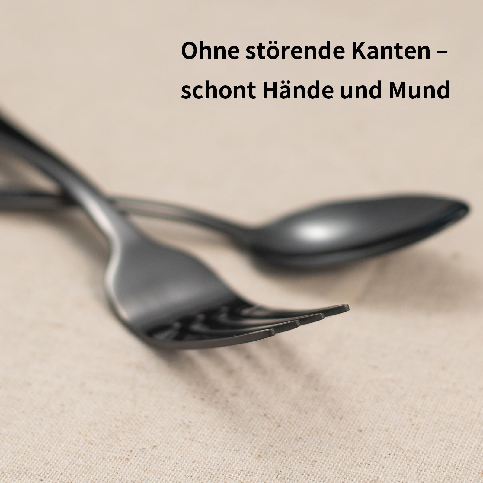 Alata Bristol Edelstahl Poliert Schwarz Besteck Set 8 Personen, Essbesteck 32 teilig, Glänzend, Spülmaschinenfest