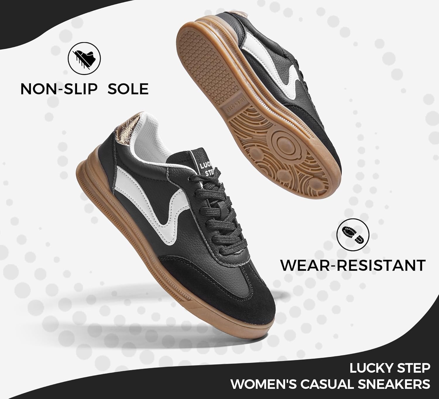 LUCKY STEP Women's Retro Fashion Sneakers Classic Cute Casual Trainers Trendy Footwear Lace up Tennis Walking Skate Shoes - Image 5