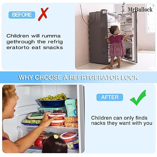 Miniatura 4 de Paquete de 2 cerraduras para refrigerador para niños, cerraduras de seguridad para niños, cerraduras de gabinete de seguridad para niños, armarios,