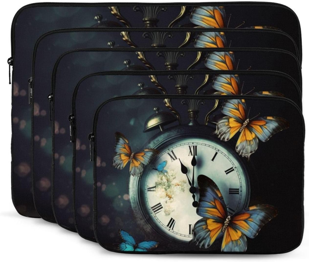 10 Inch Laptop Sleeve Bag Waterproof Shockproof Laptop Case Bag Clock Butterfly(1) Computer Skin Bags Lightweight Tablet Carrying Case image 2