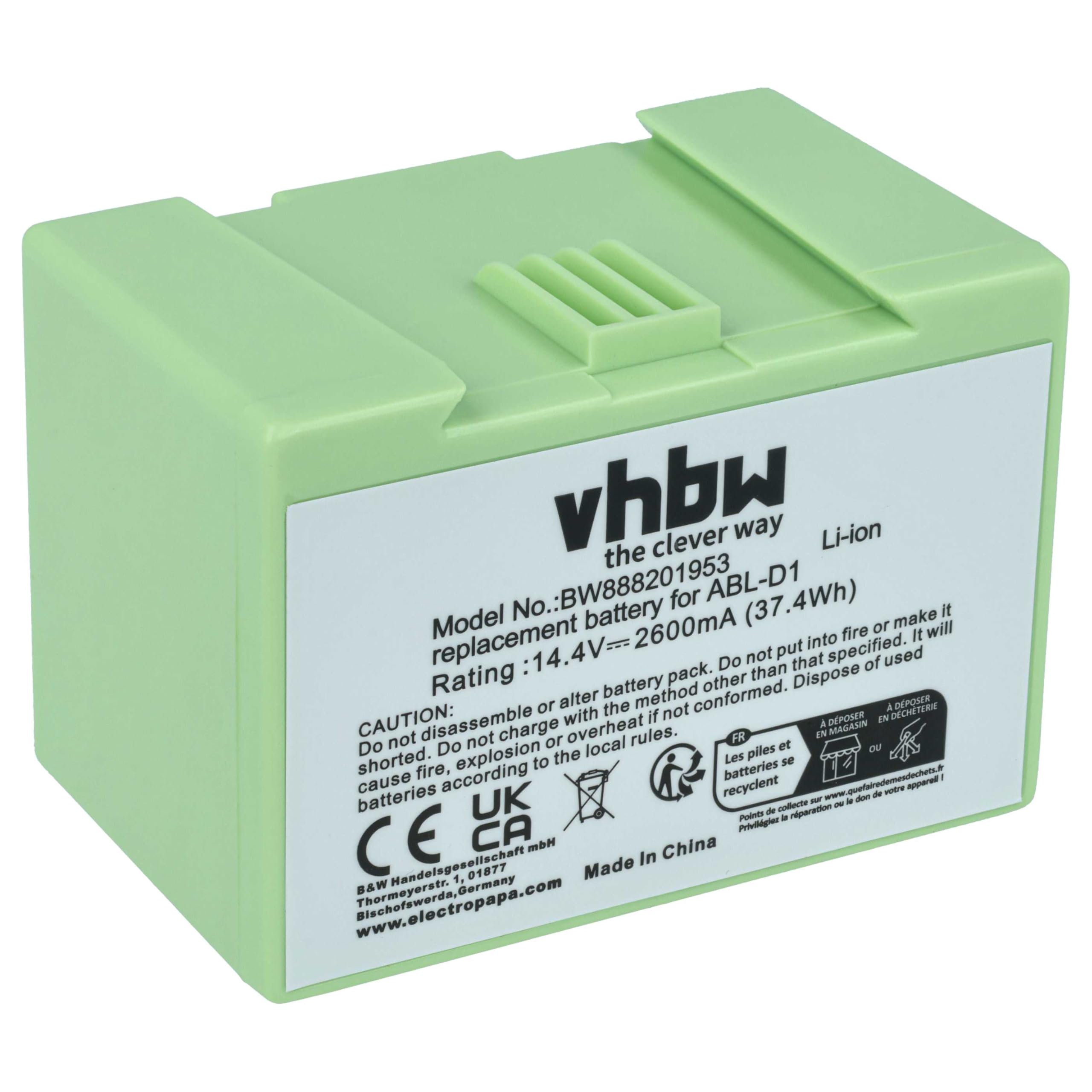 vhbw batteria compatibile con iRobot Roomba J7, J557840 home cleaner nero (2600mAh, 14,4V, Li-Ion)