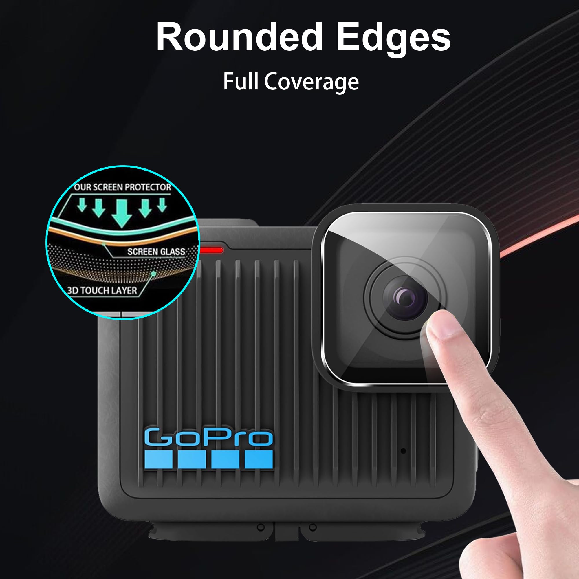 per abito accessori GoPro Hero 2024, custodia in silicone + protezione schermo + copertura laterale, antipolvere, antigoccia, HD - Nero.