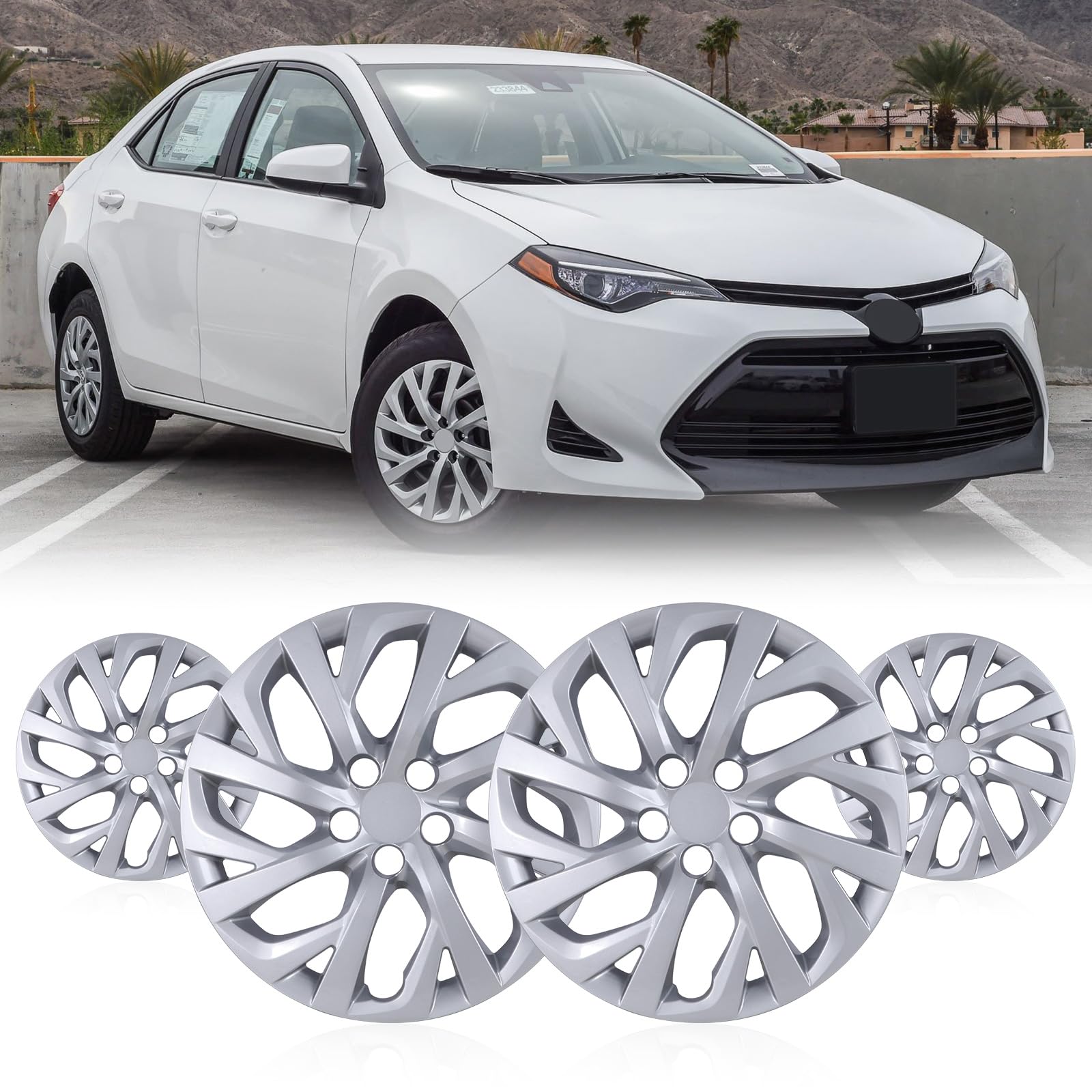 WOLFSTORM 16" Hubcaps for Toyota Corolla 2009-2026/ Corolla Hybrid 2023-2026 Steel Wheels, R16 Car Hubcaps Snap On Installation 16 Inch Wheel Rim