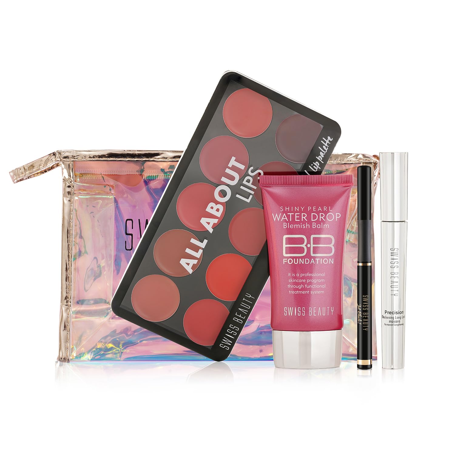 SWISS BEAUTYFirst Love Day-Night Makeup Kit | All About Lip Palette | Precision Mascara | Bb Foundation, 5 Count-image-11