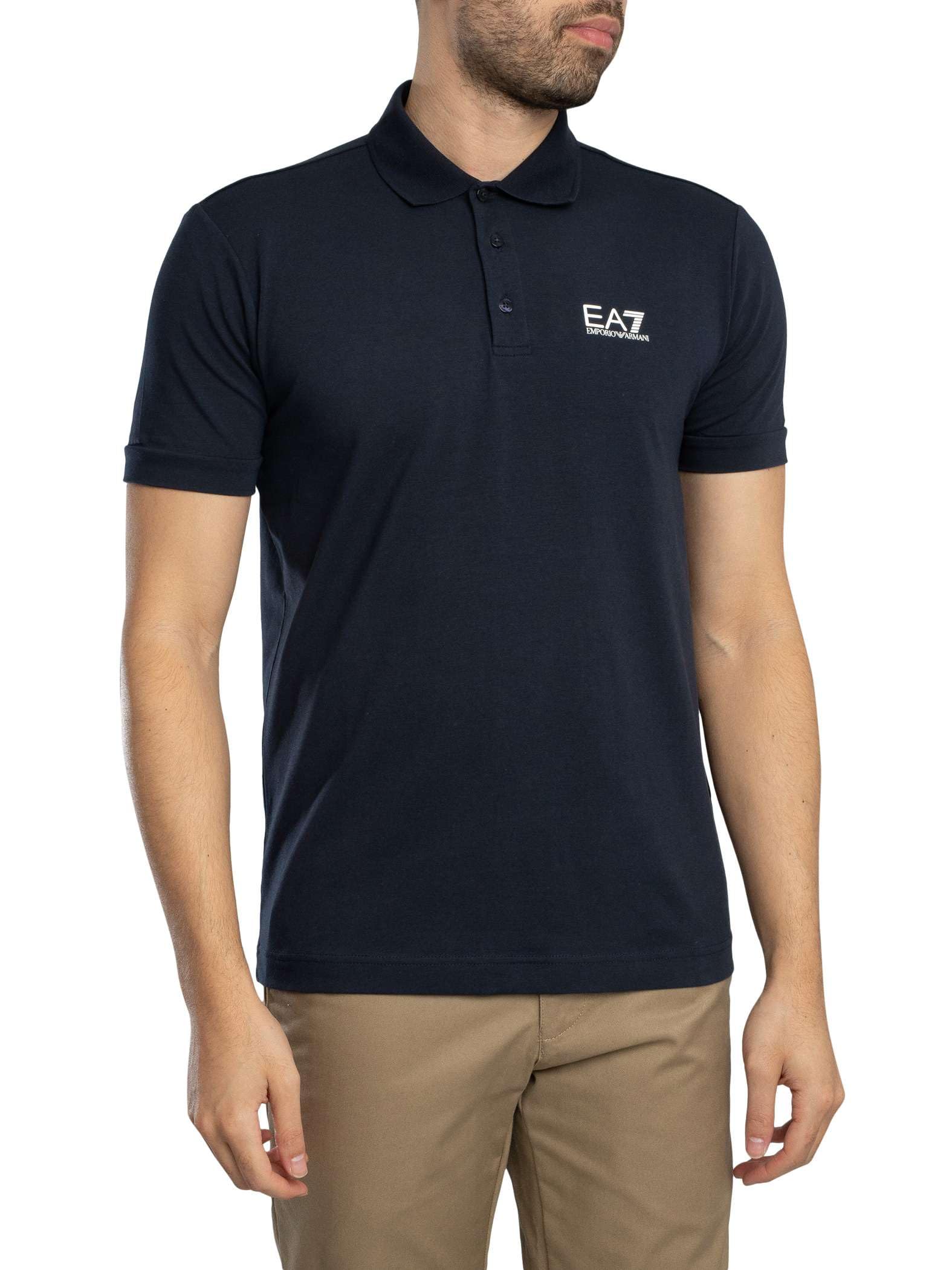 EA7 Men's Chest Logo Polo Shirt, Blue, M