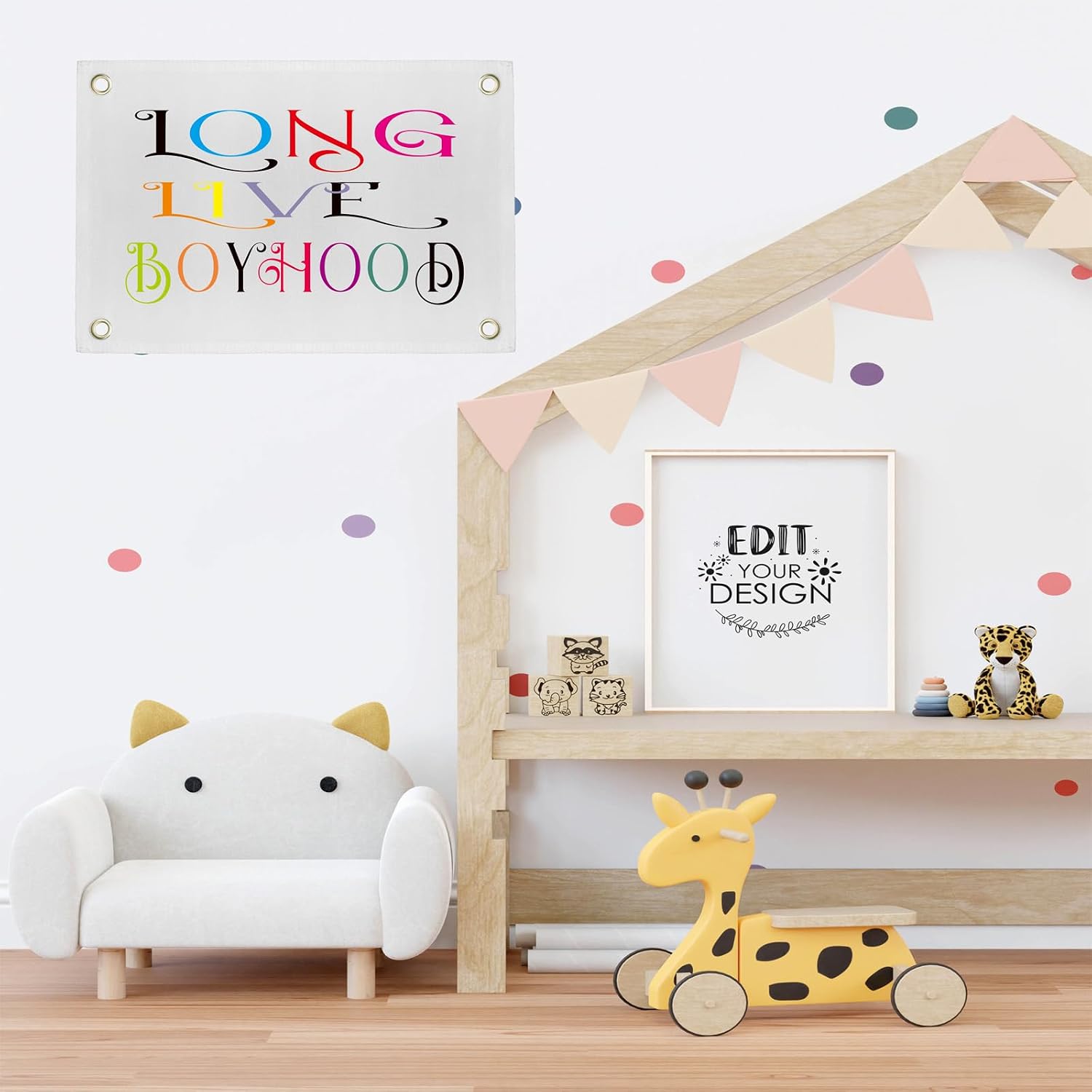 Premium Blank Canvas Banner 30"x20"| 12oz Fabric Canvas Banner Wall hanging Art for DIY Kids Room Decor, Birthday Backdrops & Educational Play | Safe for Toddlers & Infants & Nursery