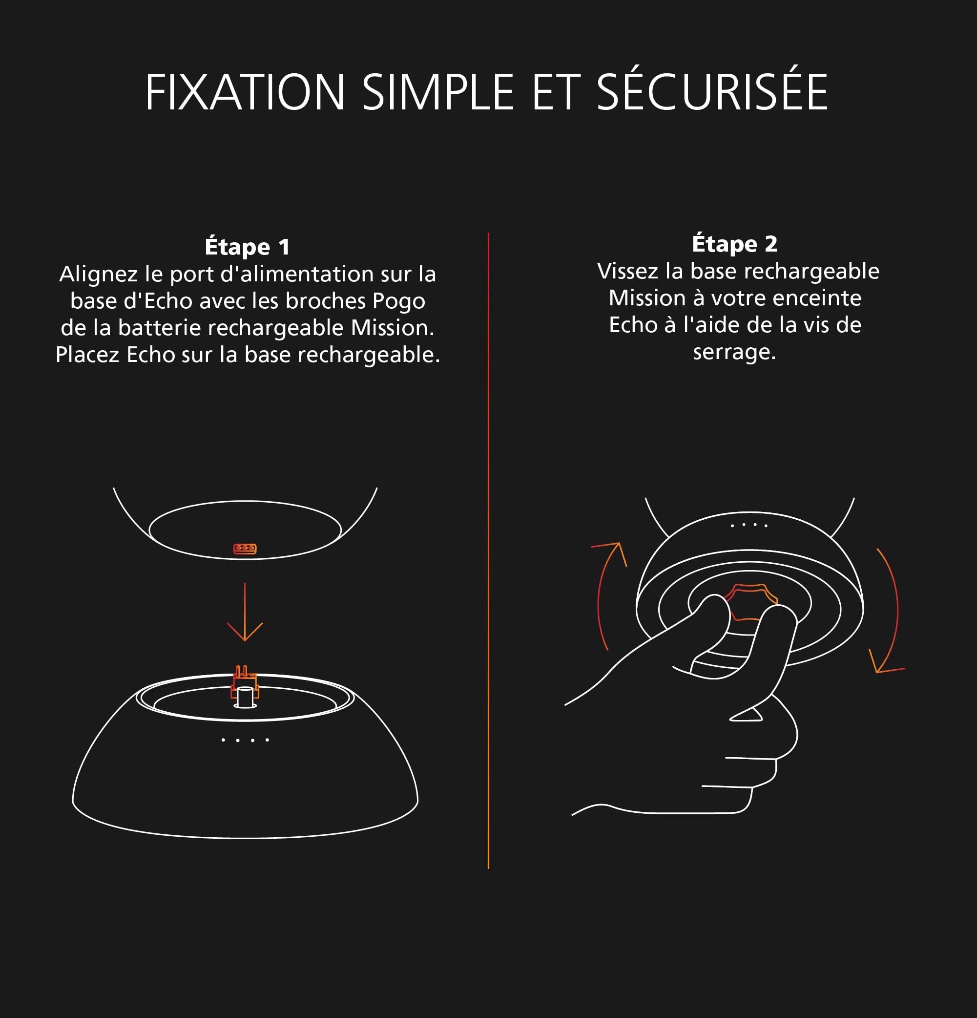 Base rechargeable « Made for Amazon » pour Echo (4e génération) | Blanc