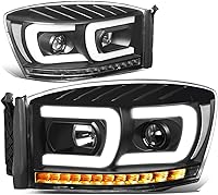 Vista 1 de DNA MOTORING HL-HPL-RM06-G2-BK-CL1 Faros proyectores de secuencia de señal LED 3D dual DRL Compatible con Dodge Ram 1500 modelos 2006-2008/Dodge Ram