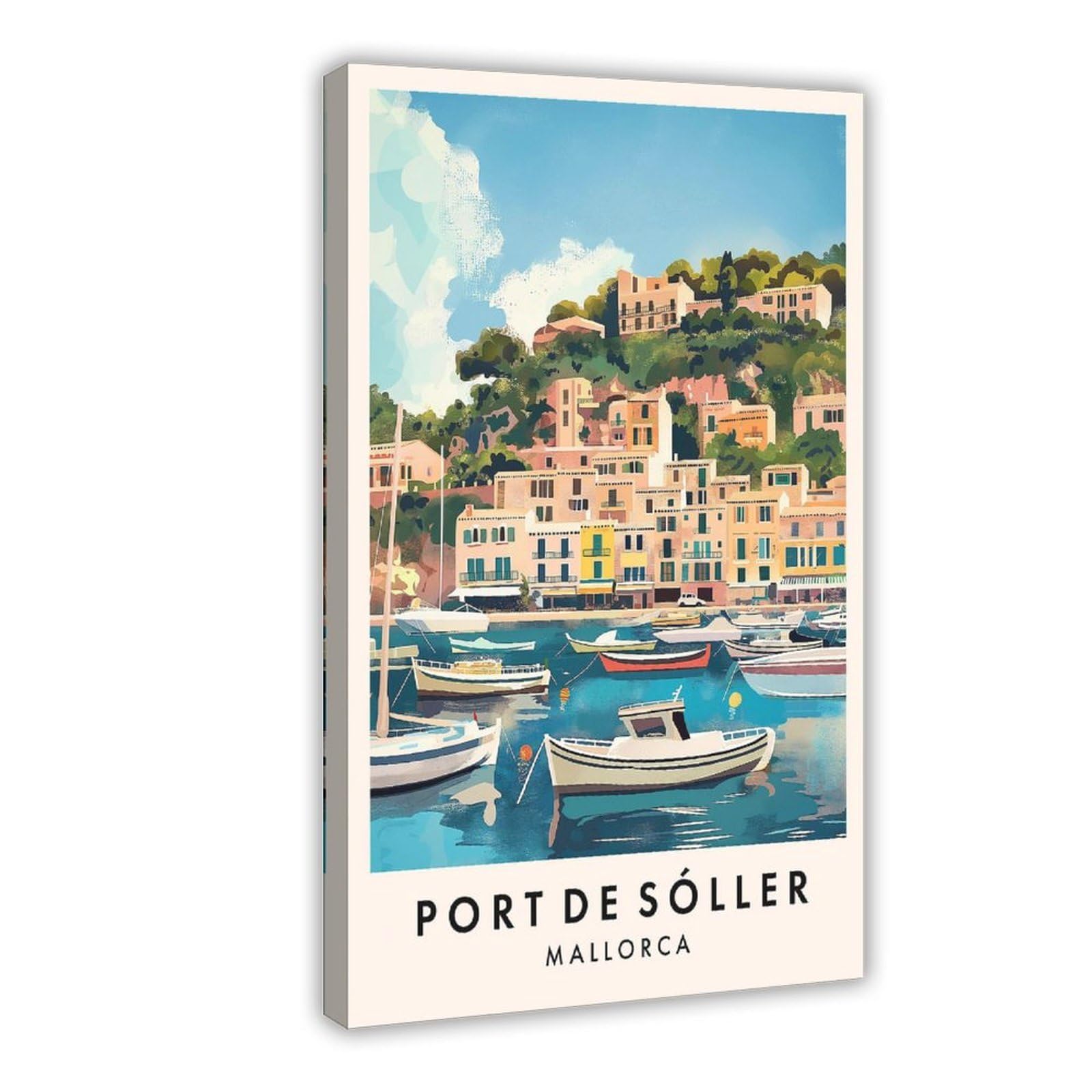 Bareronor Port De Sóller Travel Canvas Poster Bedroom Decor Landscape Office Room Decor Gift 12" L X 18" W