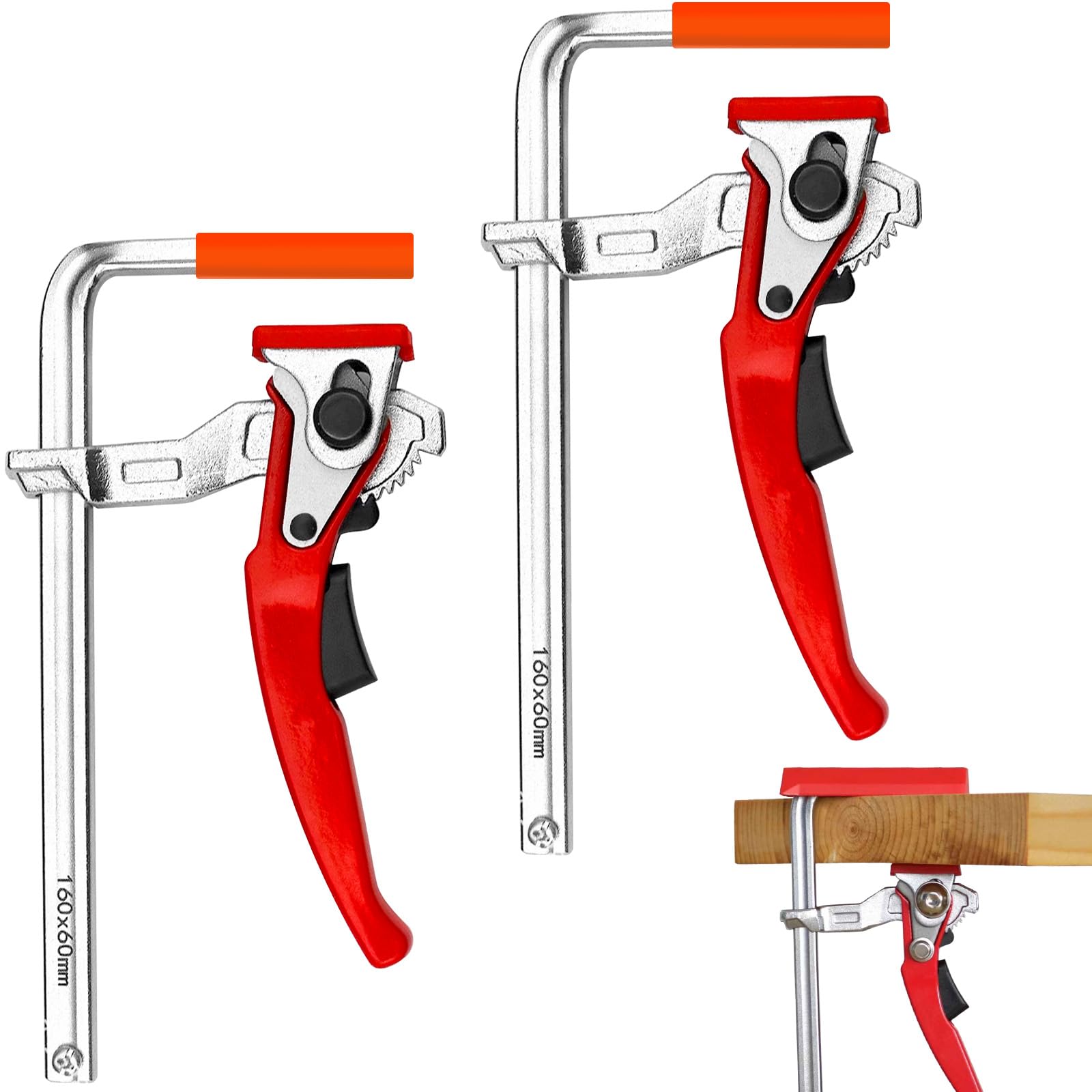 Lot de 2 serre-joints à levier pour rail de guidage 160 x 60 mm – Construction robuste et durable, force de serrage réglable, idéal pour serrer en toute sécurité des pièces dans différentes
