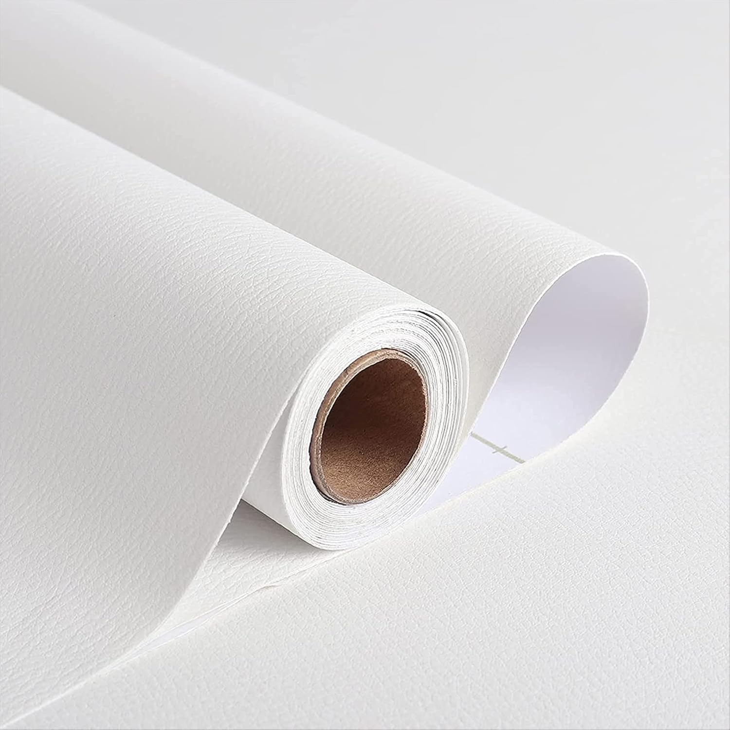 Stickyart White Wallpaper Roll Peel and Stick Faux Leather Wallpaper