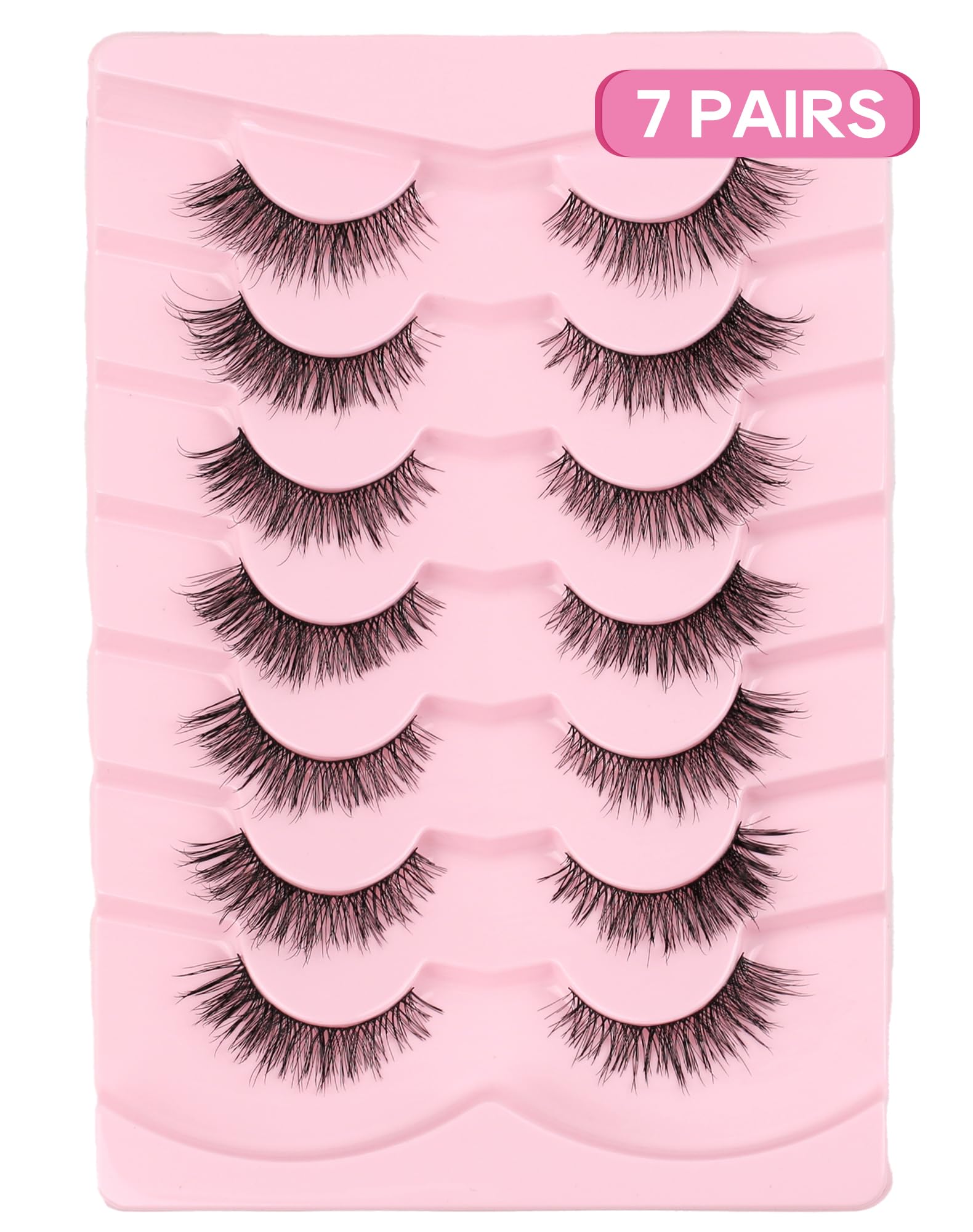 Mink Lashes Natural Look Wispy Eyelashes Short Wispy False Lashes 9mm 3D Strip Fake Eyelashes C Curl Eye Lashes 7 pairs S2