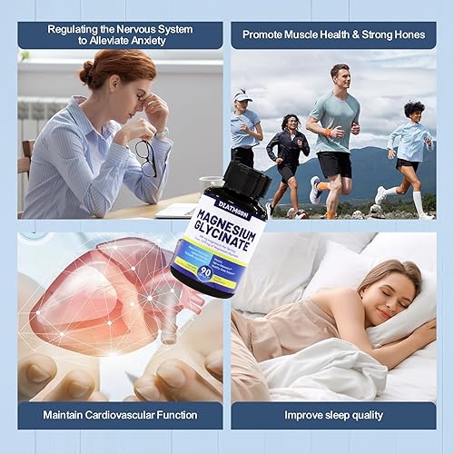 Miniatura 4 de Cápsulas de glicinato de magnesio, suplemento de glicinato de magnesio de 380 mg de alta absorción, sin OMG y sin gluten, 45 siervos, 90