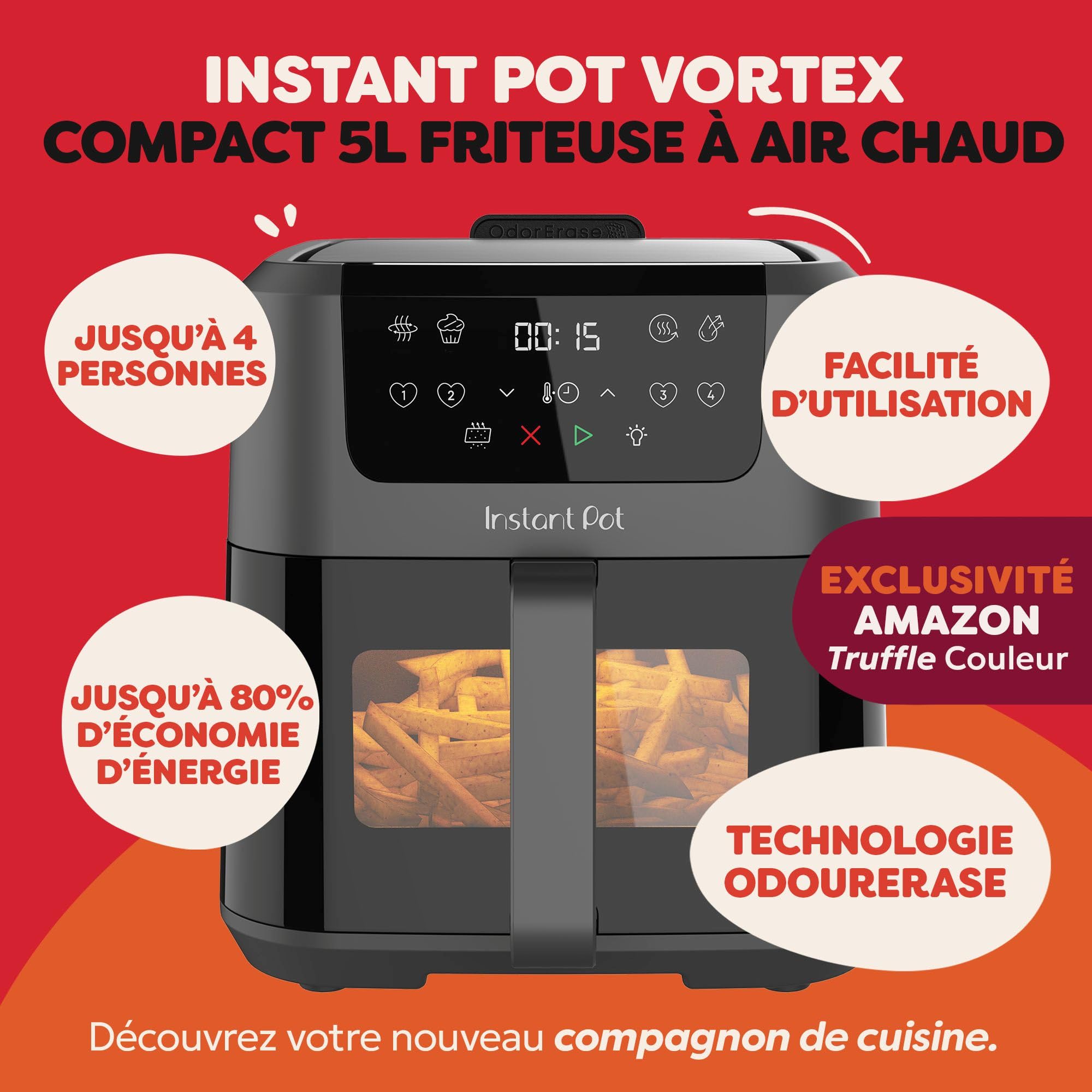 Image secondaire de Friteuse à Air Chaud Instant Pot Vortex Compact 5L - 4 en 1, Facile à Nettoyer