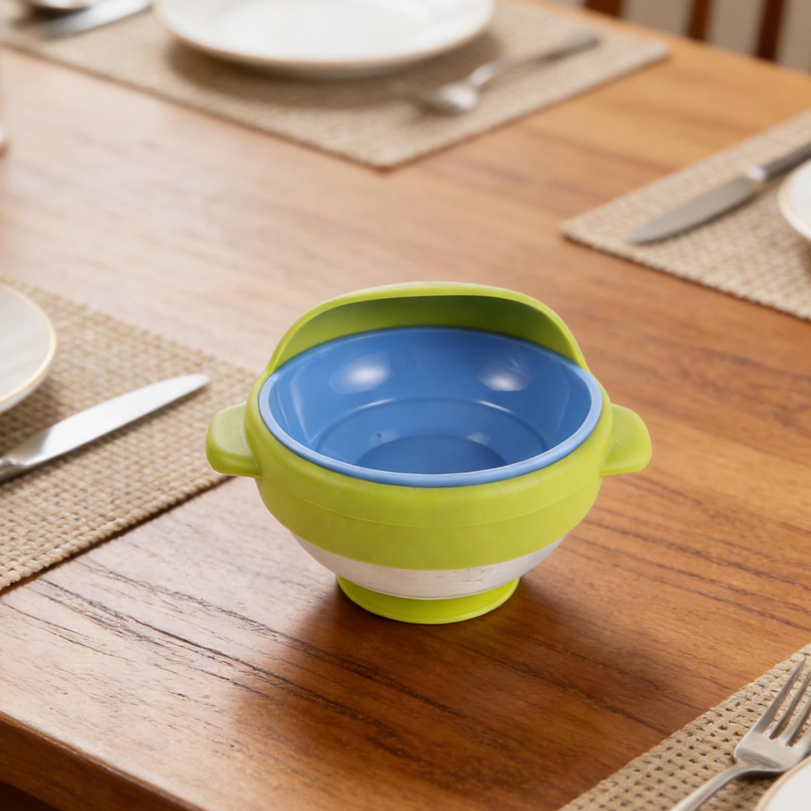 IMIKEYA Juego de Utensilios Antivibración para Personas Mayores Temblores, Cuenco Antiderrame Irrompible Verde y Diseño Adaptativo para Entrenamiento y Alimentación Asistida
