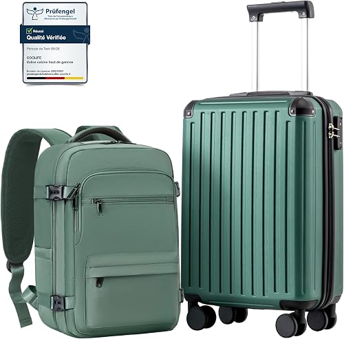 COOLIFE Ryanair Valise Cabine 55 x 35 x 20 et Bagage Cabine 40x20x25(20L), Bagages Cabine Bagage à Main Rigide avec Serrure TSA et 4 roulettes Jumelées Adapté Aux Voyages - 1