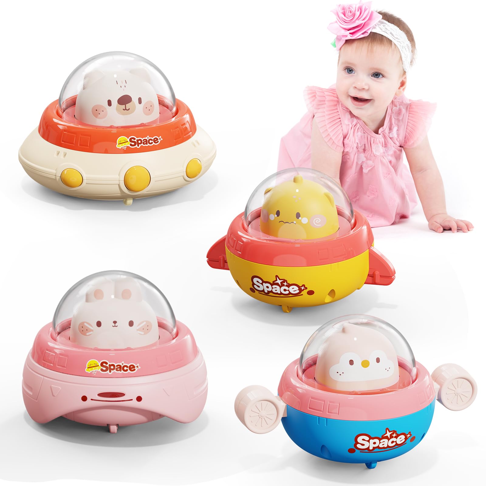 4PCS Animal Cars Toddler Toys,Baby Toys 1 Year Old,Press and Go Car 1 Year Old Girl Toys,Baby Valentines Day Gifts Toys for 1 2 Year Old Girls