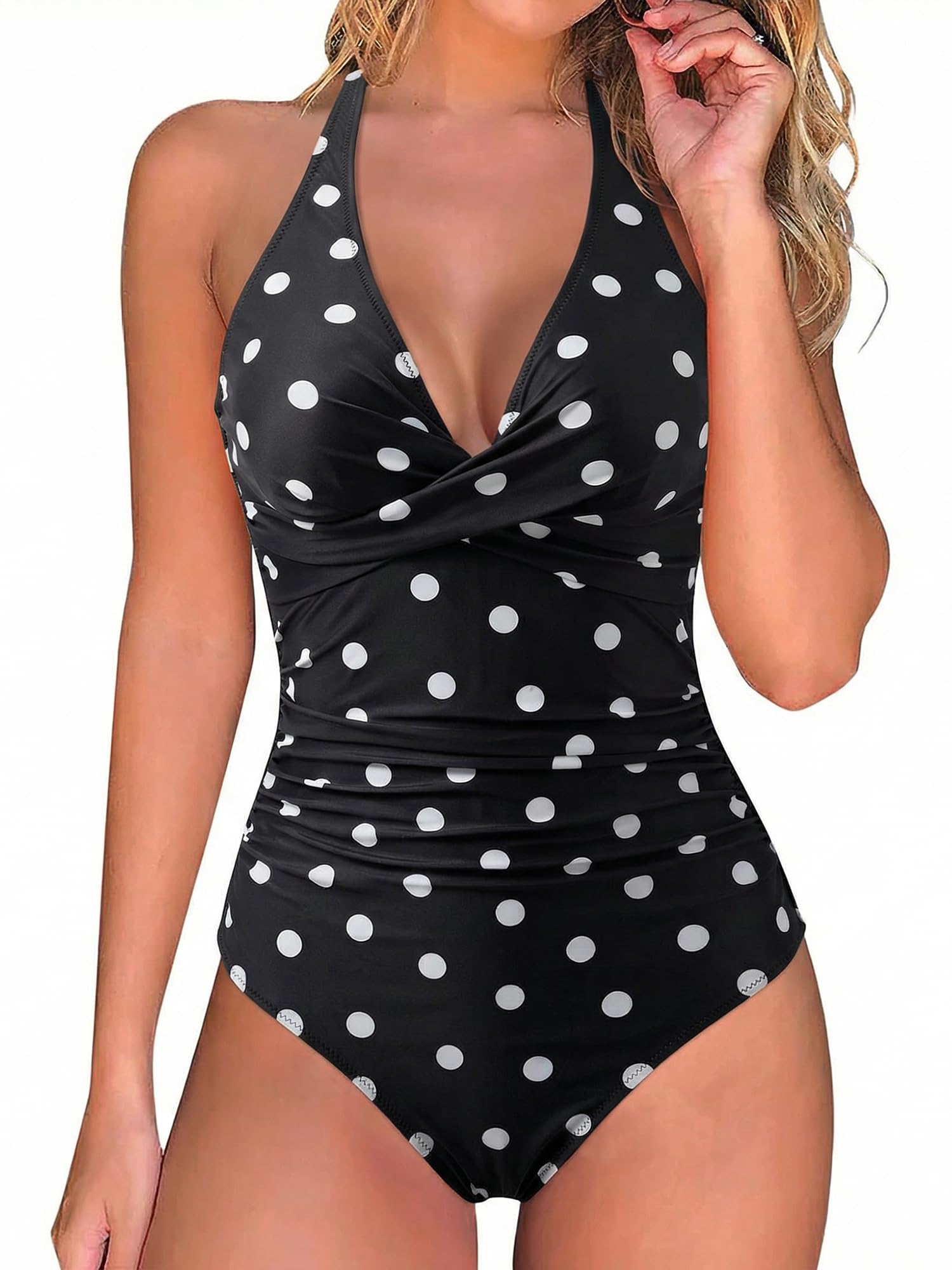 RXRXCOCO Costume da bagno da donna con push up shape, con allacciatura al collo, schiena scoperta
