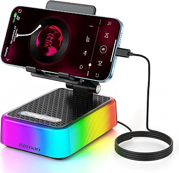 JTEMAN Gifts for Men Women, Phone Stand Bluetooth Speaker with Charging Function and RGB Light, Unique Birthday Gift Ideas for Dad Mom Husband Wife Cool Tech Gadgets