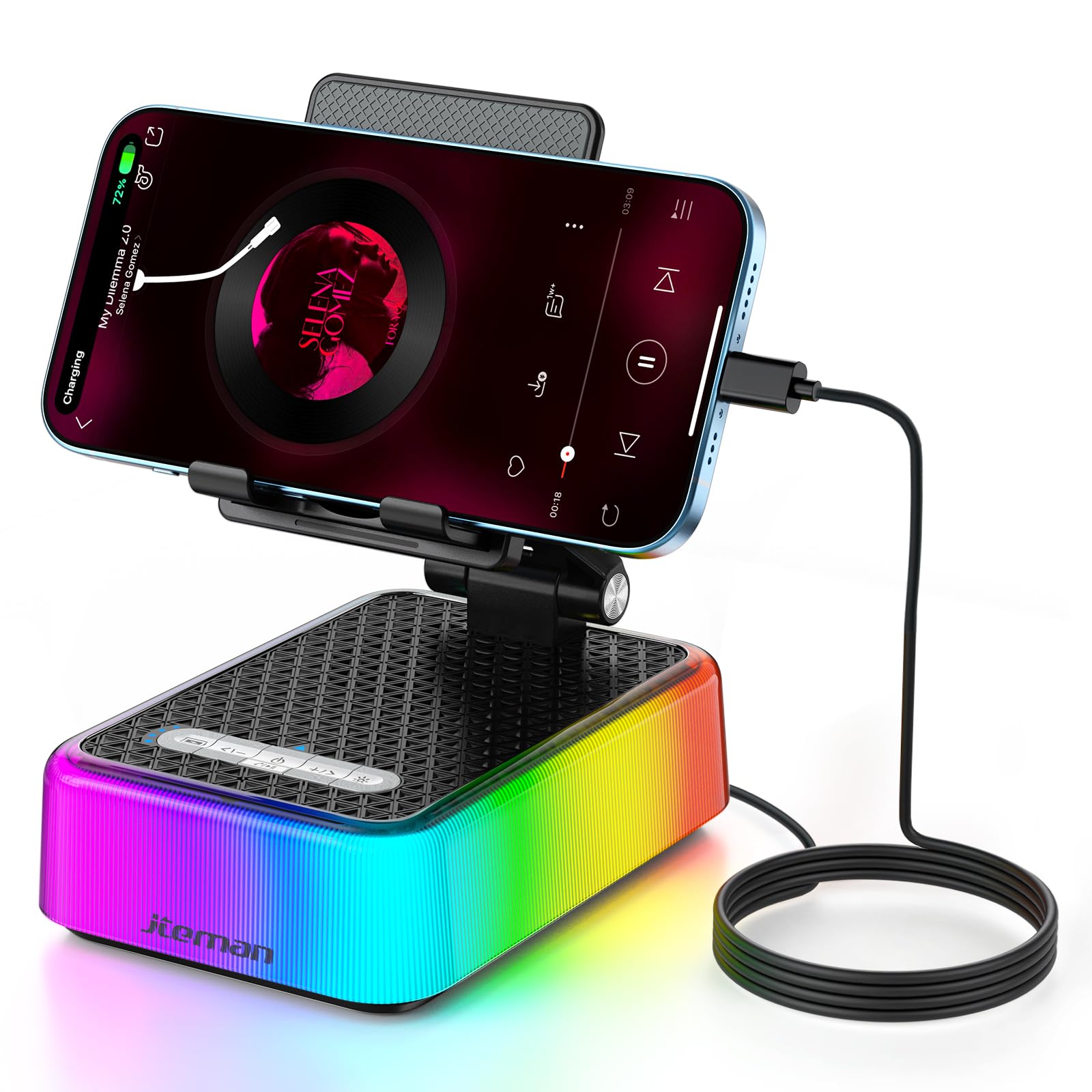 JTEMAN Gifts for Men Women, Phone Stand Bluetooth Speaker with Power Bank and RGB Light, Unique Birthday Gift Ideas for Dad Mom Husband Wife Cool Tech Gadgets-image-13