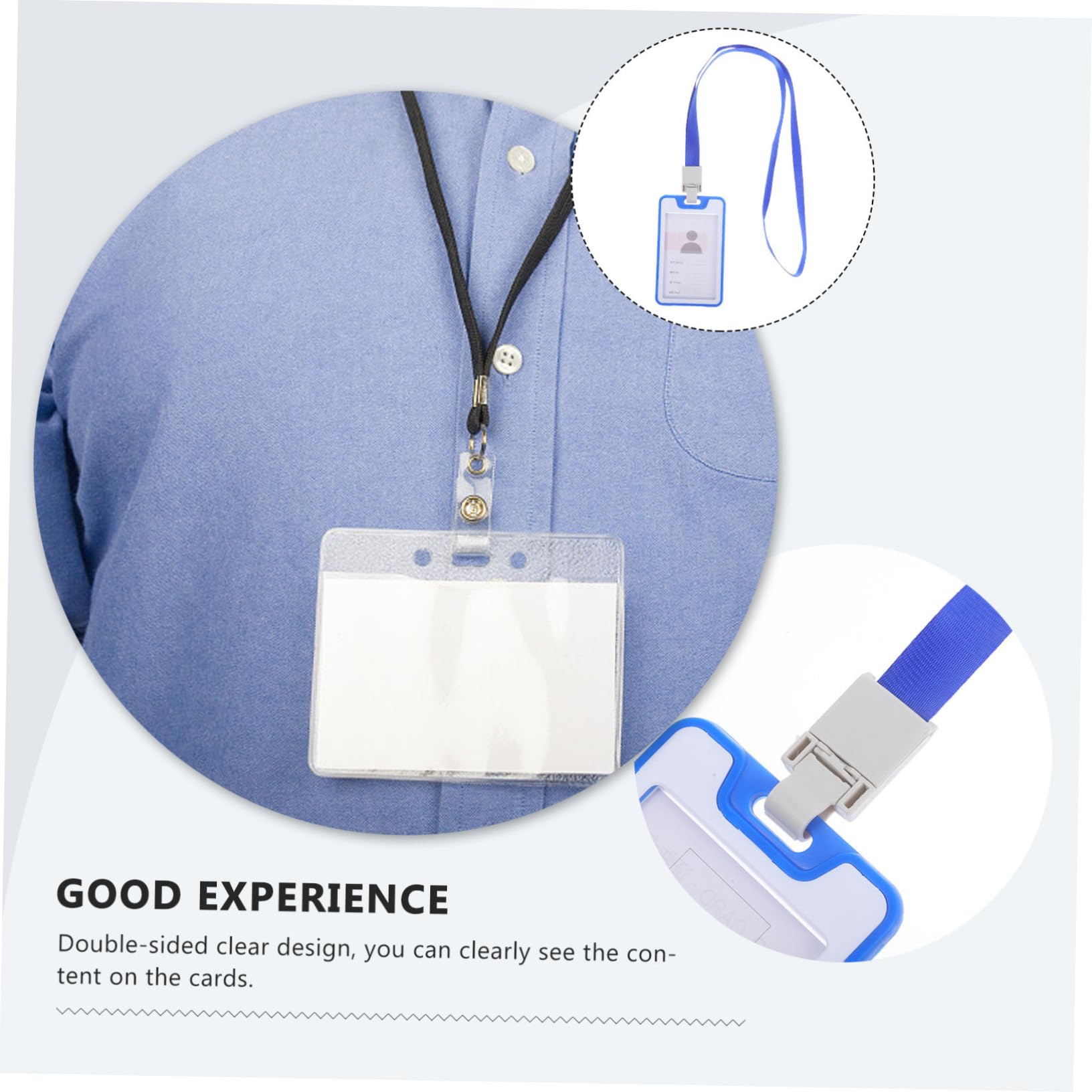 EXCEART 40piezas Fundas Para Tarjetas De Identificación Con Lanyard Portatarjetas Para Credenciales Para Empleados y Eventos Profundo