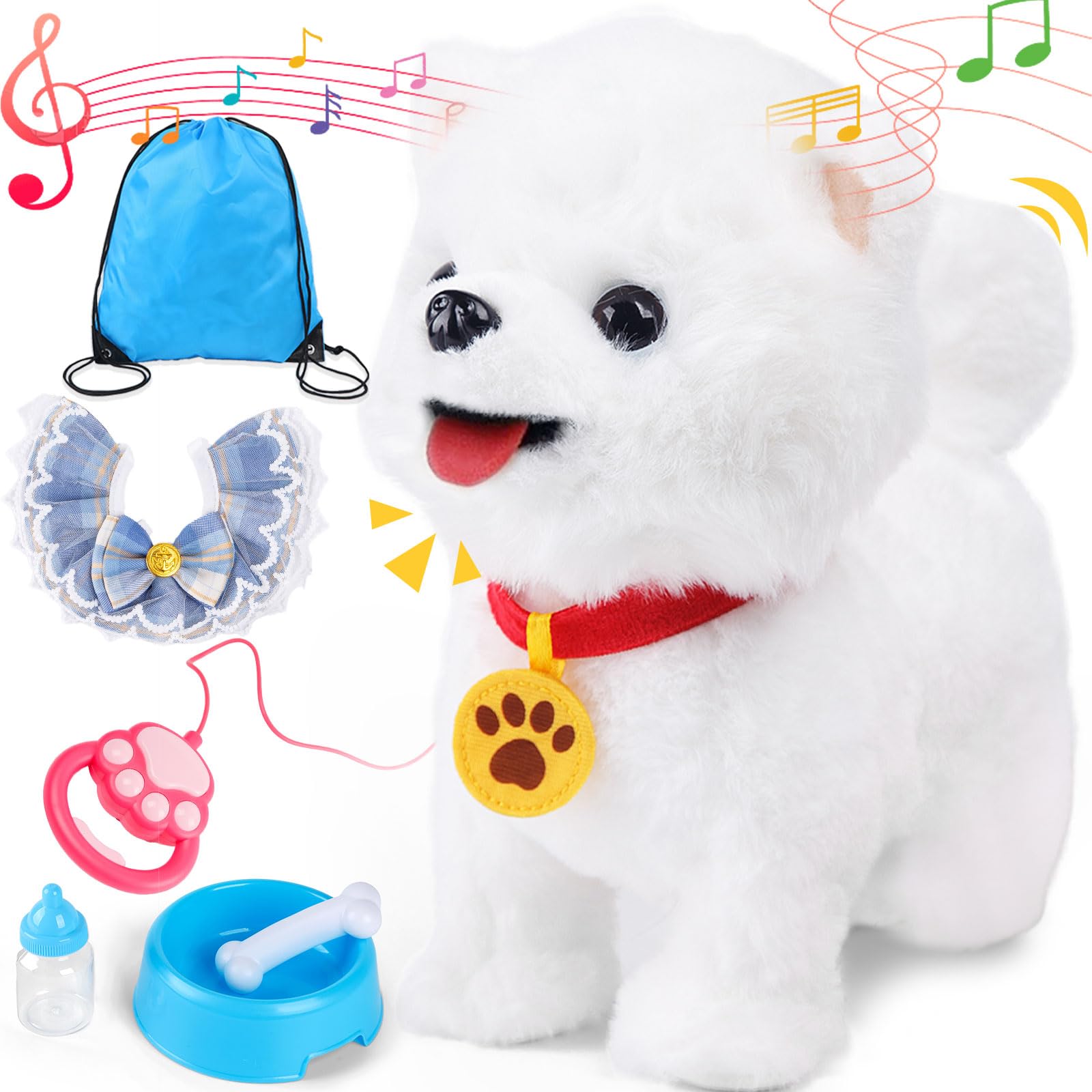 DREAMIFY Electronic Plush Dog Remote Control Puppy Toy, Interactive Robot Dog Walking, Barking, Licking Stuffed Animal Plush Toy for Kids