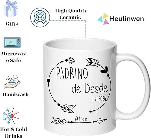Miniatura 4 de Juego personalizado de Bautizo Recuerdos Juego De 2 Tazas 2024, Padrinos De Bautizo Propuesta Set 2 Tazas Café 11Oz, Para Niño, Niña, Propuesta de