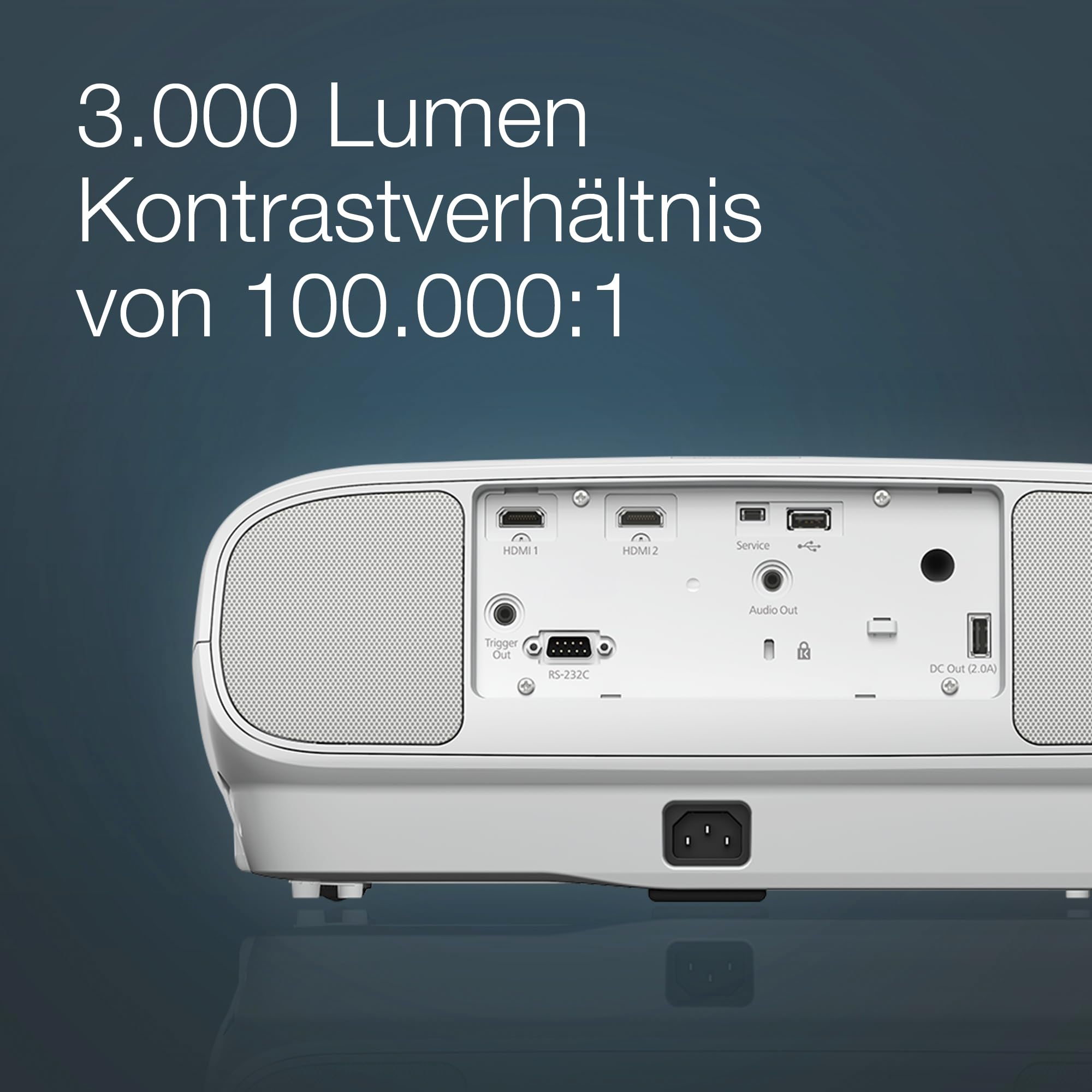 Epson EH-TW7100 | 4K-PRO-UHD-Projektor | 3.000 Lumen | 3LCD | 500"-Projektionsfläche | Einfaches Streamen von Geräten mit 2 HDMI-Anschlüssen | 10-W-Stereolautsprecher | Heim- und Gaming-Nutzung | Weiß