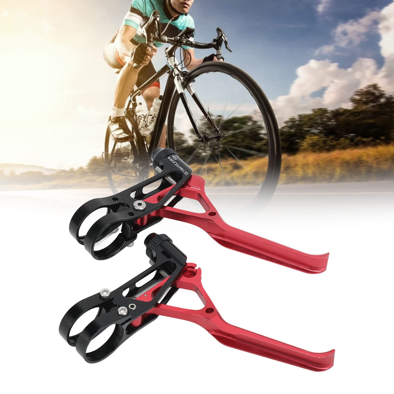 Leva del freno cava ultra leggera, durevole, regolabile, per bici da strada, in lega di alluminio leggera, 2 pezzi (rosso)