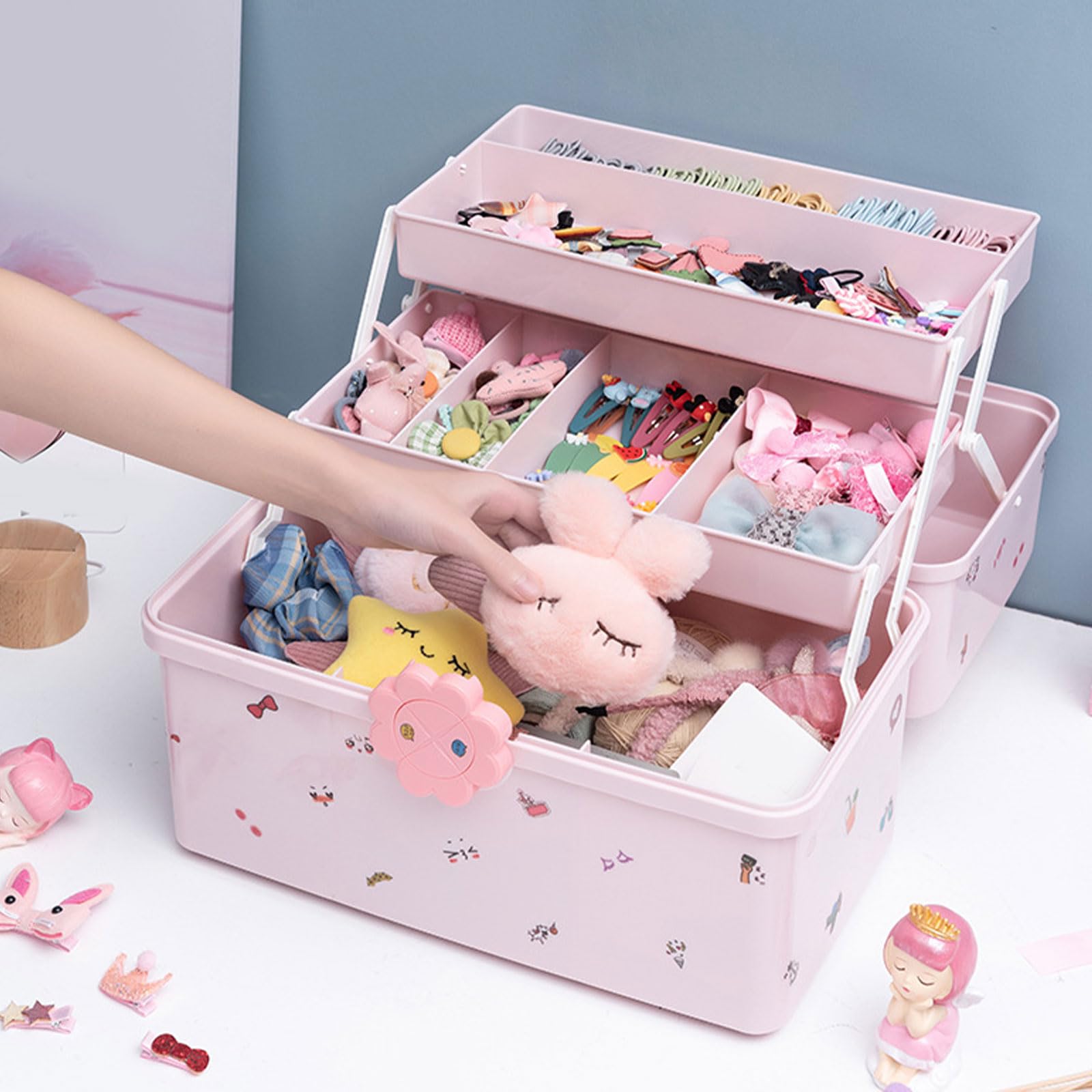 Mehrzweck-Aufbewahrungsbox für Haar-Accessoires, mehrlagig, modisch, für Mädchen, Haushalt, transparenter Deckel, Schmuckschatulle