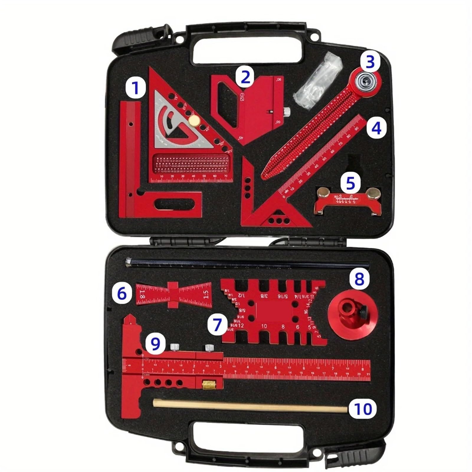 Bcgatydr 10Pcs Set Home Tool Kit 9Pc/10Pc Woodworking Multi Piece Combination Set With Storage Box Multi-Functional Hand Tools(10Pcs Set)
