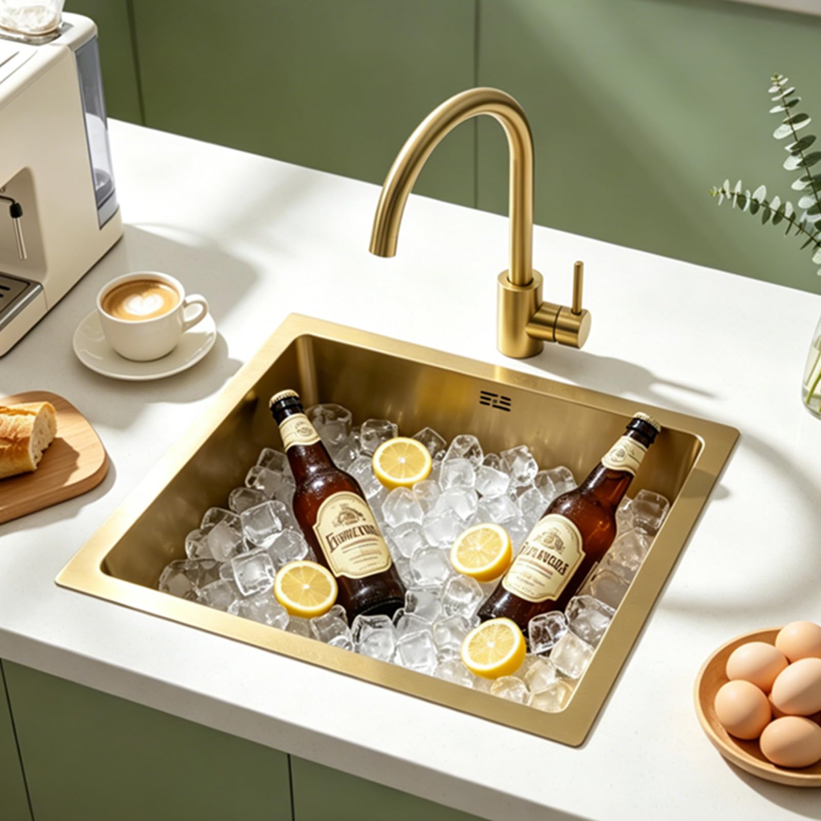 KOOGIMDDR Kitchen Sink 45 x 45 cm, Stainless Steel Single Sink with Drainage Filter