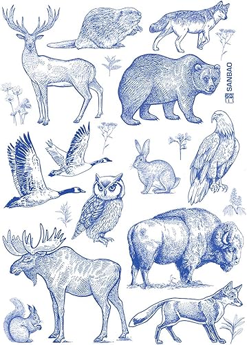 Miniatura 1 de Calcomanías de cerámica - Animal del bosque (azul, 19 x 13 pulgadas)